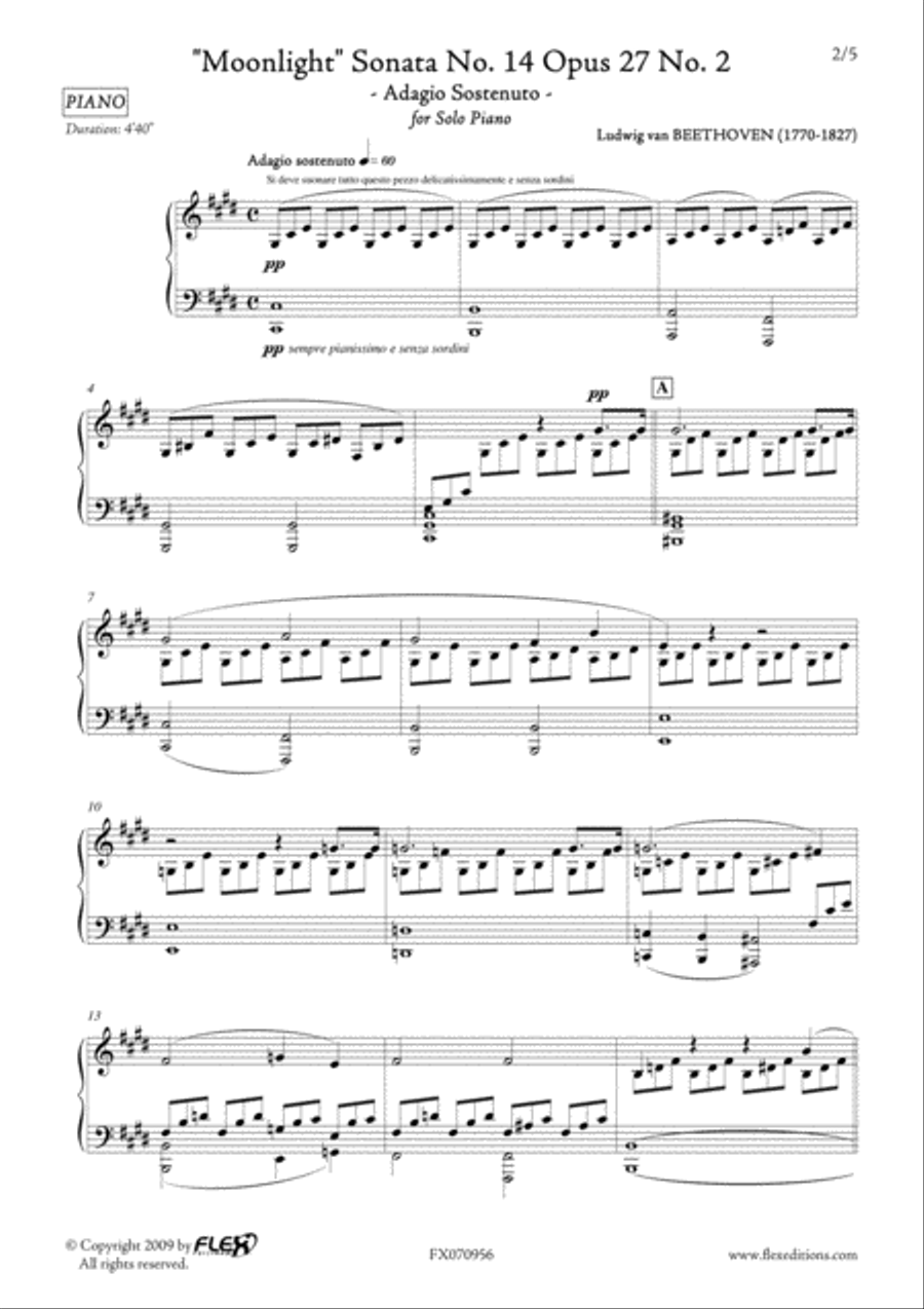 Moonlight Sonata No. 14 Opus 27 No. 2 Piano Solo scores gallery preview page 2