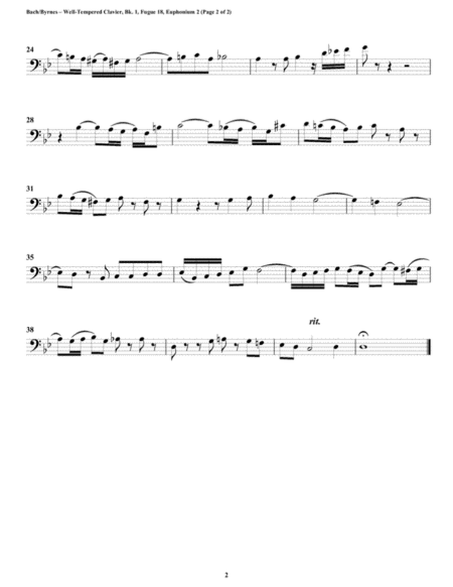 Fugue 18 from Well-Tempered Clavier, Book 1 (Euphonium-Tuba Quintet) image number null