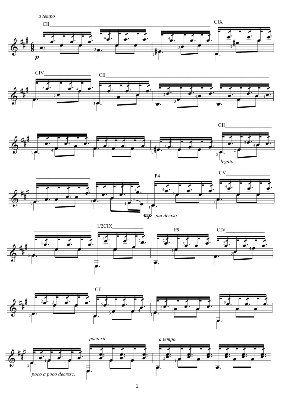 Etude (tremolo) Classical Guitar scores gallery preview page 2