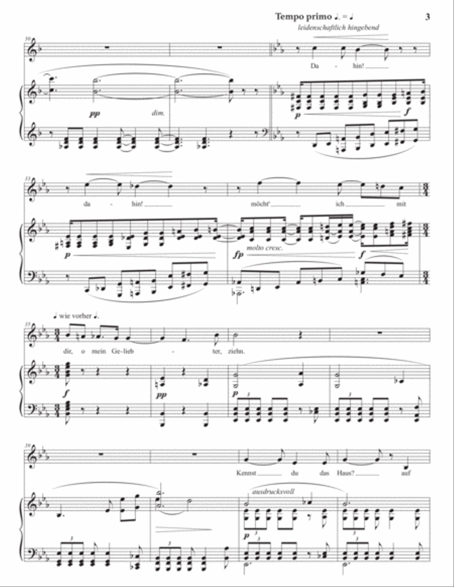 WOLF: Mignon: Kennst du das Land? (transposed to E-flat major) Voice scores gallery preview page 4