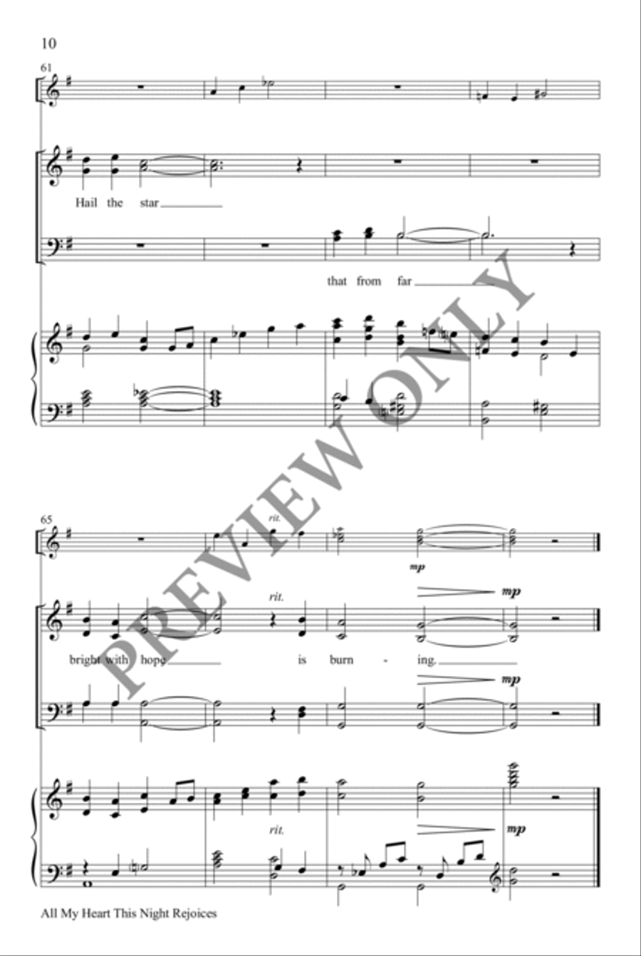 All My Heart This Night Rejoices 4-Part scores gallery preview page 10