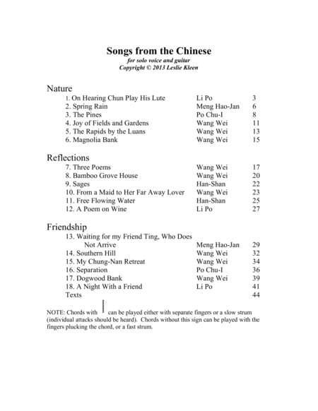 Songs from the Chinese for voice and guitar image number null