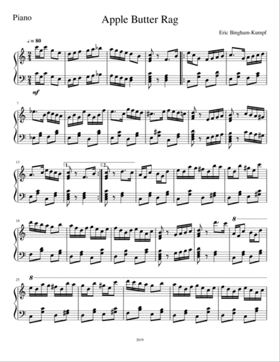Apple Butter Rag Piano Solo scores gallery preview page 1