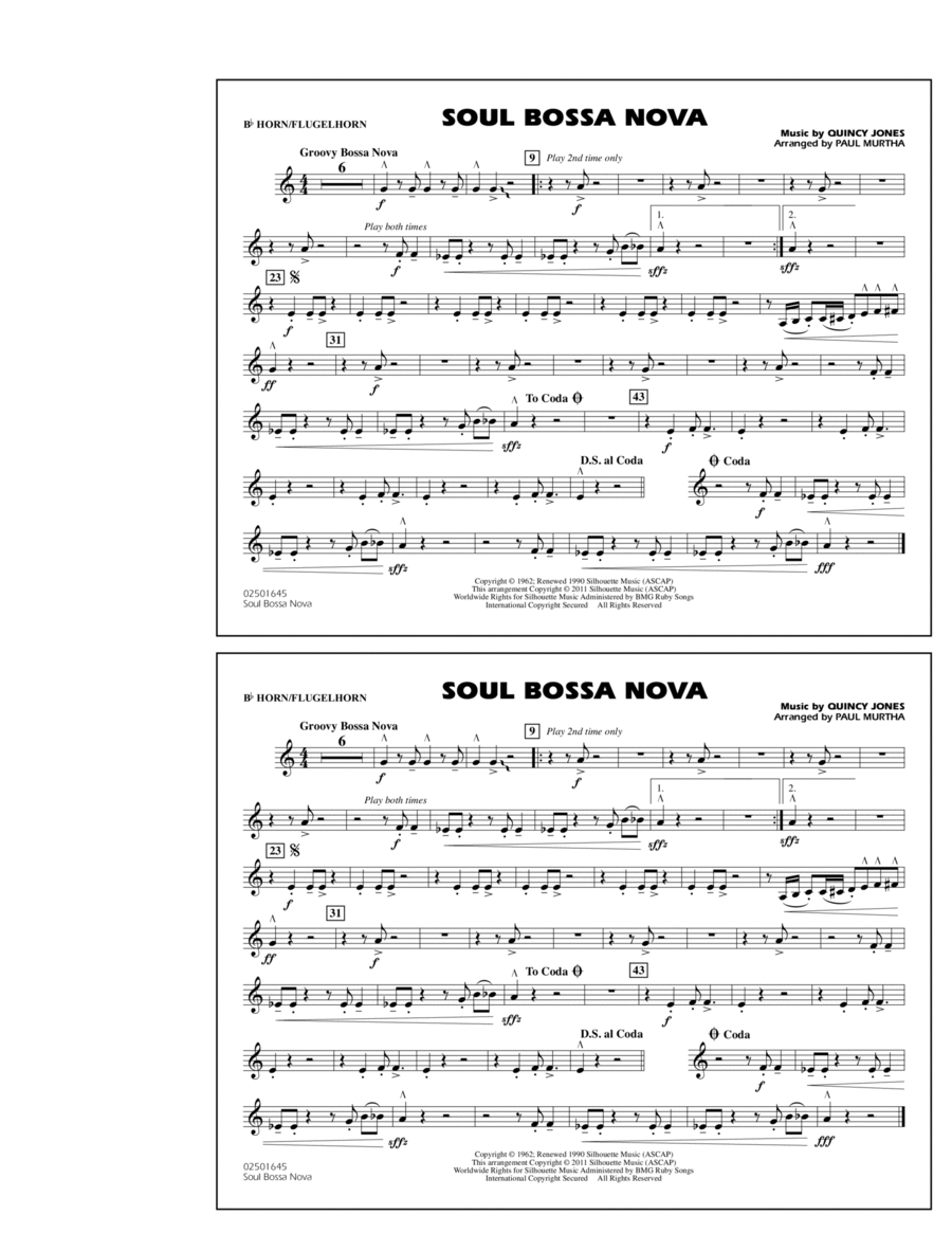 Soul Bossa Nova - Bb Horn/Flugelhorn Marching Band scores gallery preview page 1