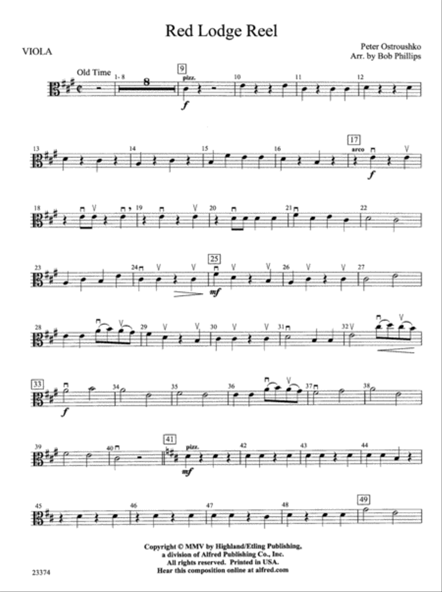 Red Lodge Reel: Viola String Orchestra scores gallery preview page 1