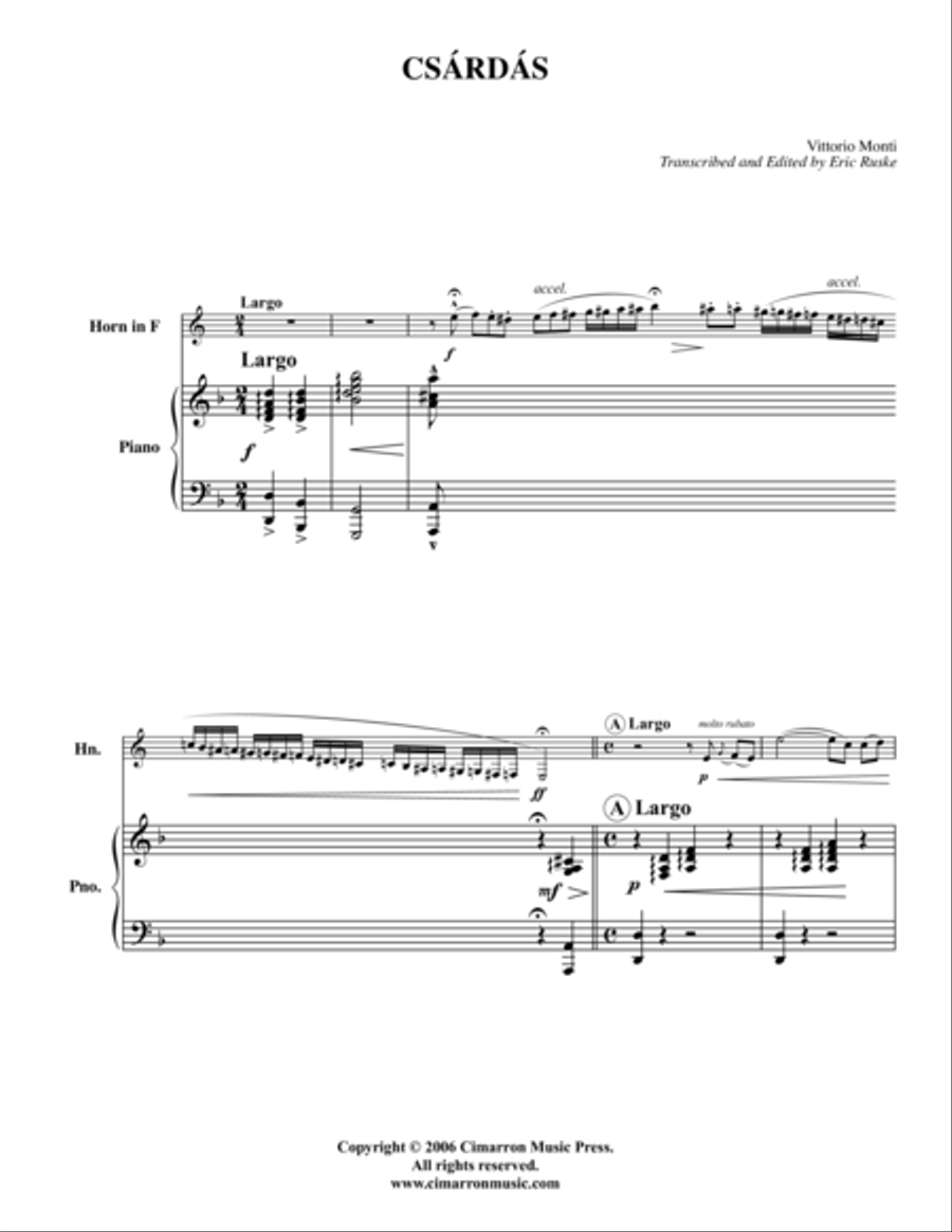 Csardas Piano Accompaniment scores gallery preview page 1