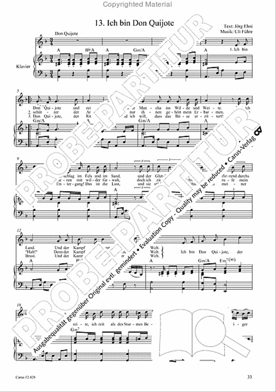 Die seltsamen Abenteuer von Don Quijote und Sancho Pansa Unison Choir scores gallery preview page 35