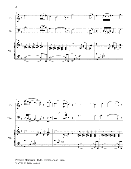 Precious Memories (Trio - Flute, Trombone & Piano with Score/Part) image number null
