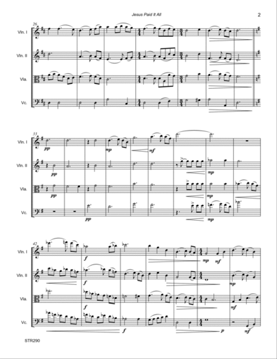 JESUS PAID IT ALL - String Quartet (unaccompanied) A Cappella scores gallery preview page 2