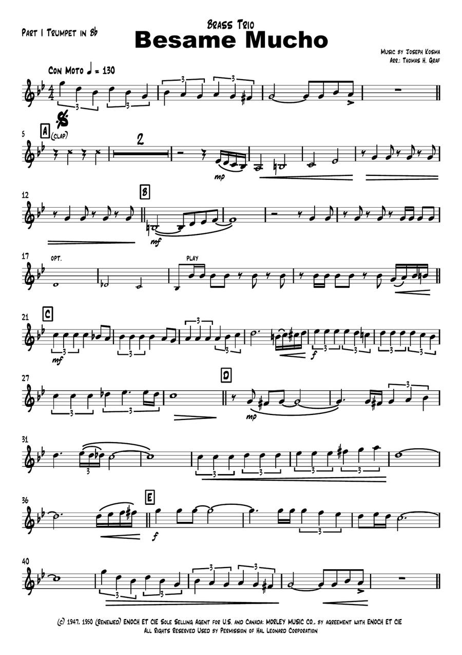 Besame Mucho (Kiss Me Much) Brass Ensemble scores gallery preview page 5