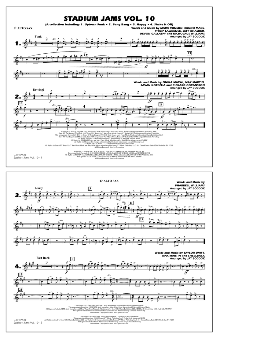Stadium Jams Vol. 10 - Eb Alto Sax