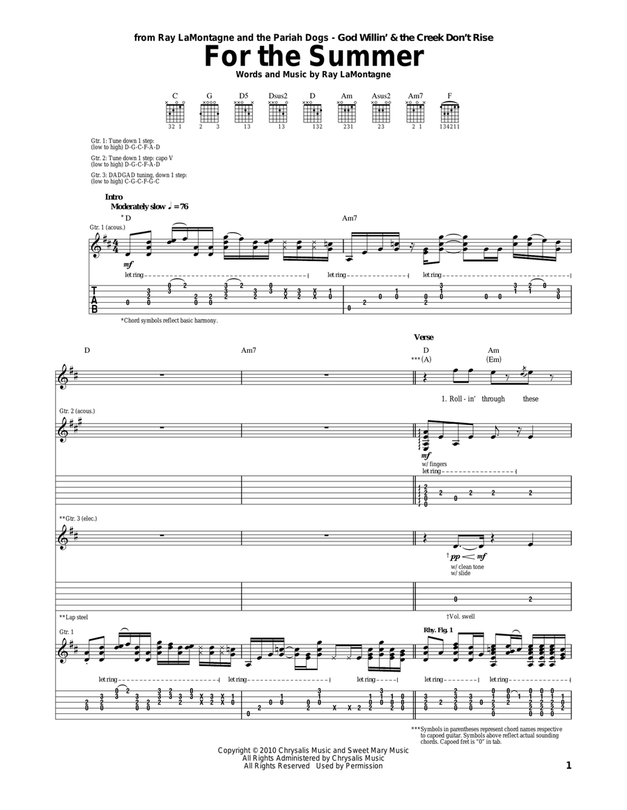 For The Summer Acoustic Guitar scores gallery preview page 1