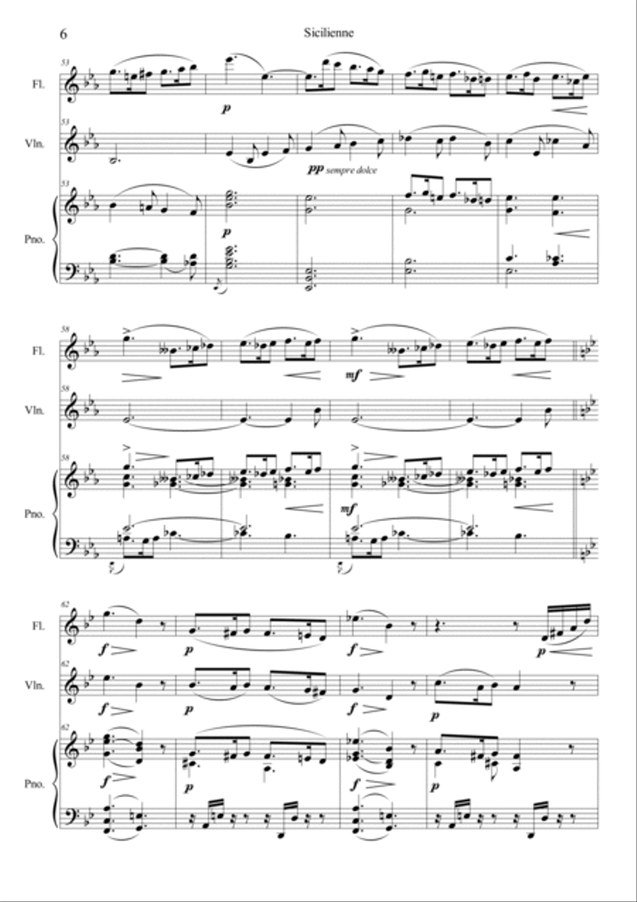 Sicilienne for Cello & Piano Op. 78 Flute scores gallery preview page 6