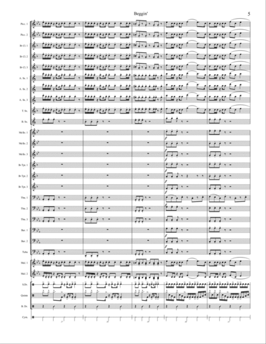 Beggin' Marching Band scores gallery preview page 5
