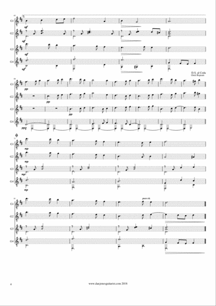 Fuga on El Noi de la Mare Guitar Ensemble scores gallery preview page 4