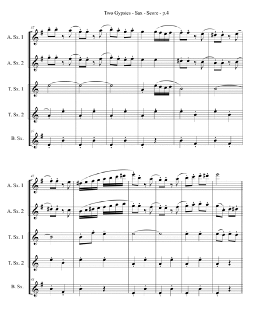 Two Gypsies - Saxophone Quintet/Ensemble Saxophone Quintet scores gallery preview page 5
