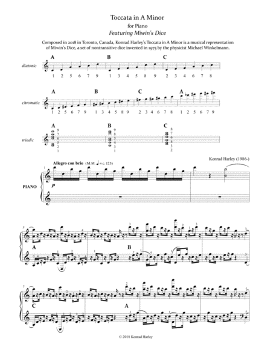 Toccata in A Minor (Miwin's Dice) Piano Solo scores gallery preview page 1