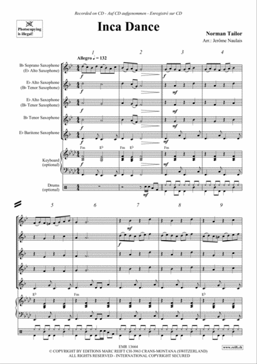 Inca Dance Saxophone Quintet scores gallery preview page 3