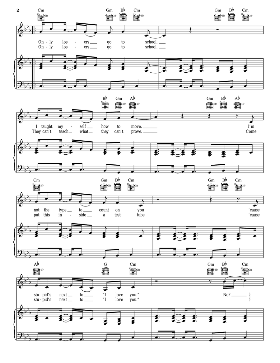 Losers Losers Piano, Vocal, Guitar scores gallery preview page 2