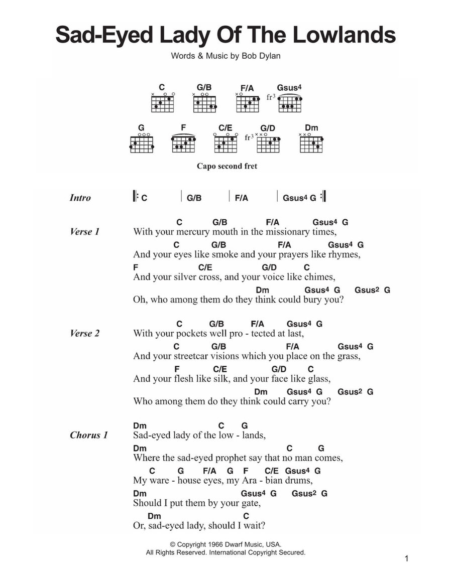 Sad-Eyed Lady Of The Lowlands Acoustic Guitar scores gallery preview page 1