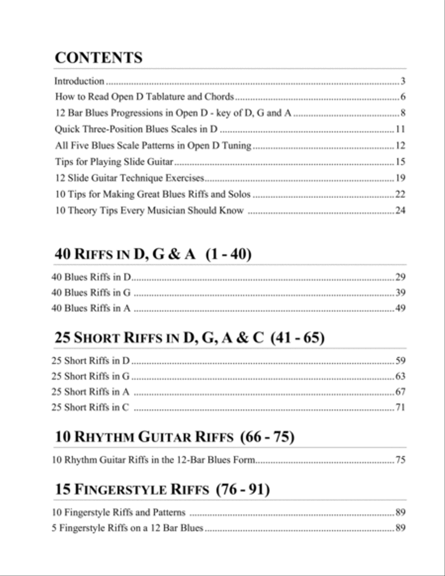 101 Blues Riffs and Solos in Open D Guitar Tuning (DADF#AD) image number null