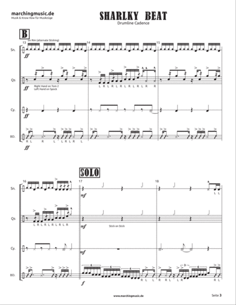 SHARKY BEAT Drumline Cadence Marching Band scores gallery preview page 4