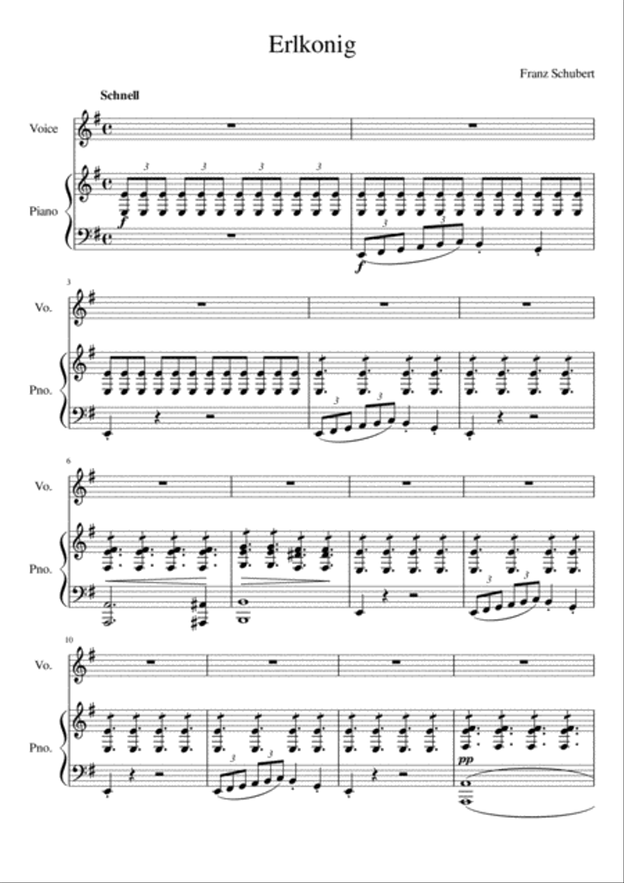 Erlkonig Op.1, D328 - G major Voice Solo scores gallery preview page 2