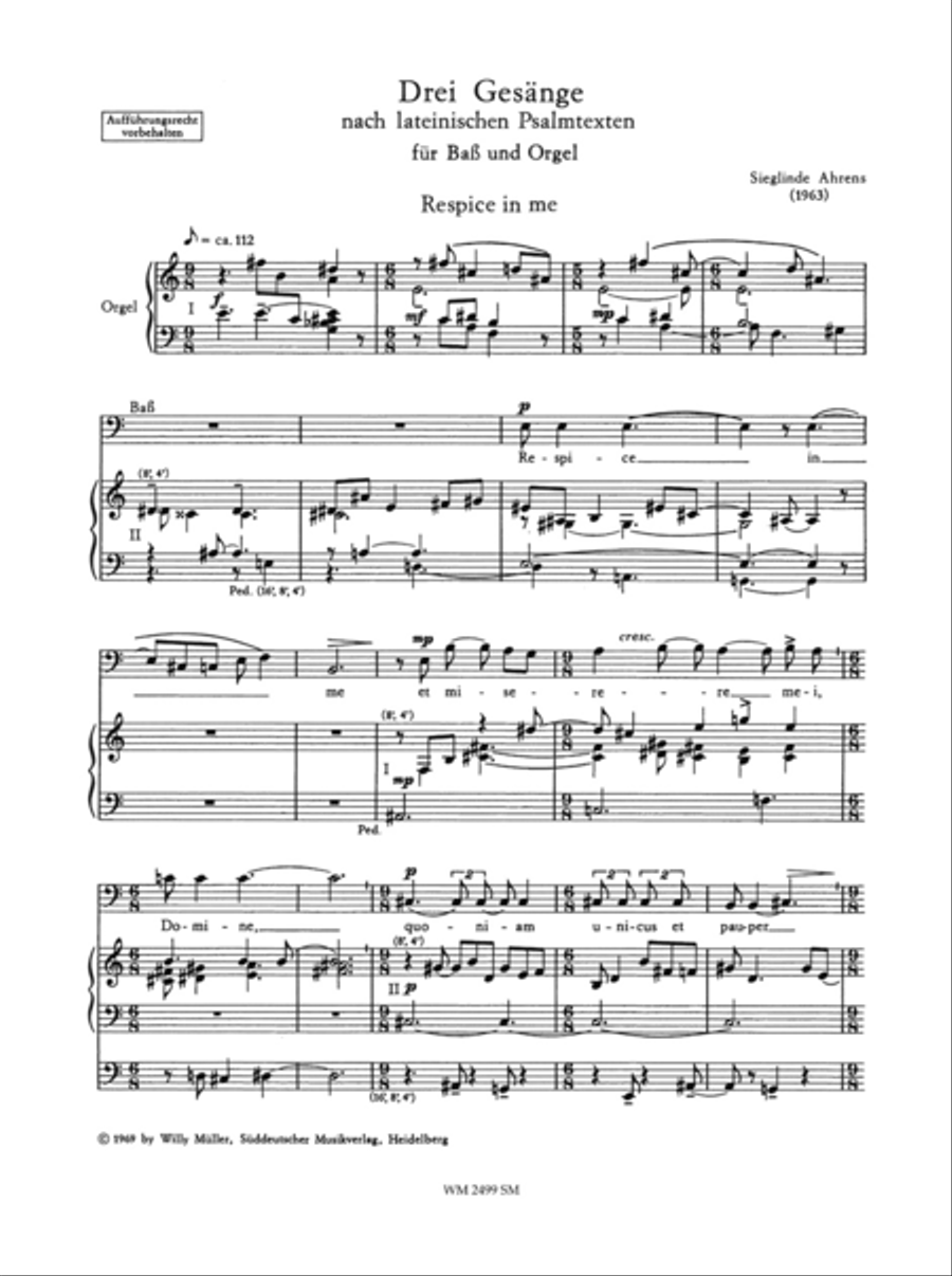 Drei Gesange nach lateinischen Psalmtexten (1963) Bass Voice scores gallery preview page 2