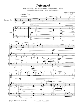 Schumann: Träumerei Op. 15 No. 7 for Soprano Sax & Piano
