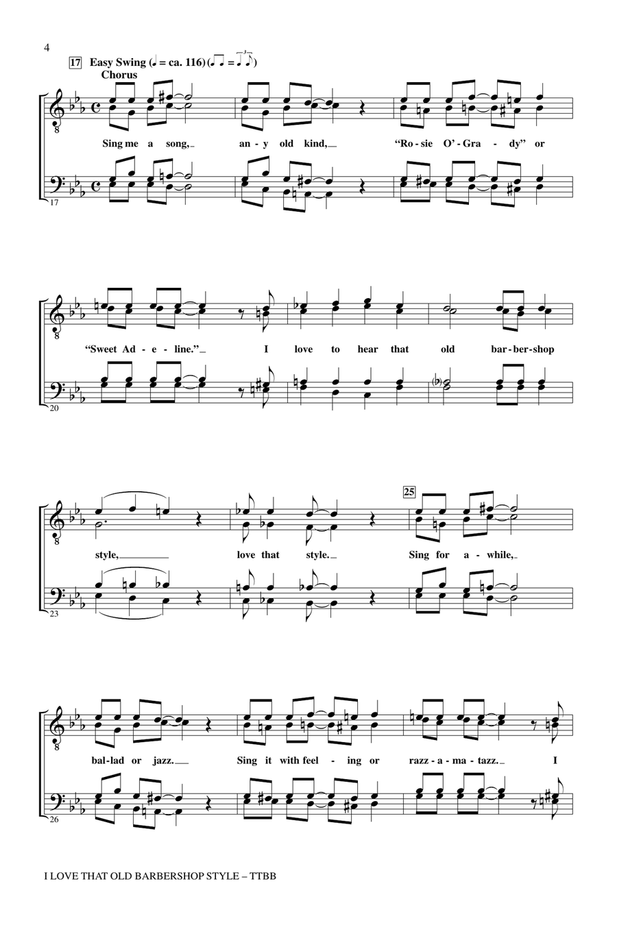 I Love That Old Barbershop Style (arr. Val Hicks) TTBB scores gallery preview page 2