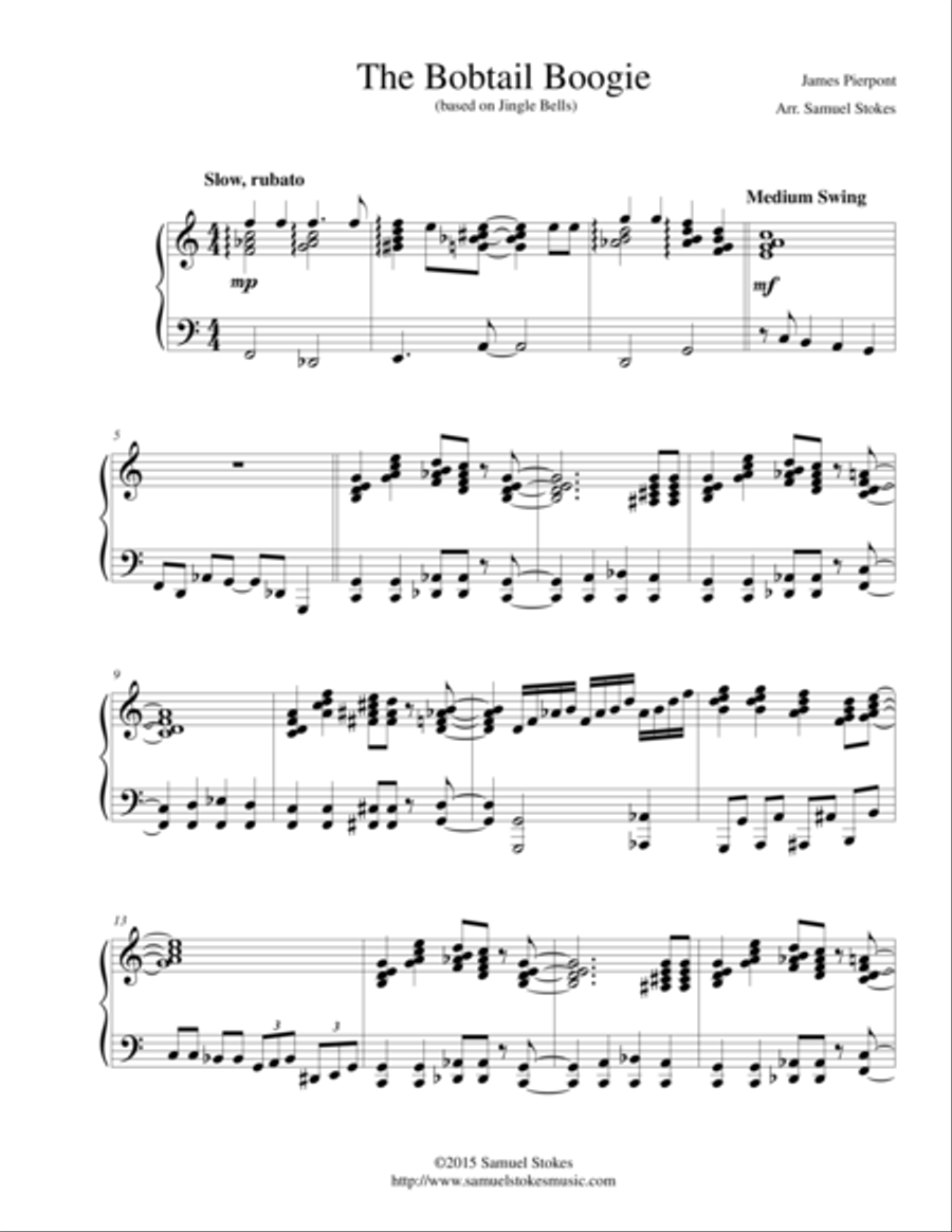 The Bobtail Boogie (a lively boogie version of Jingle Bells) - for piano Piano Solo scores gallery preview page 1