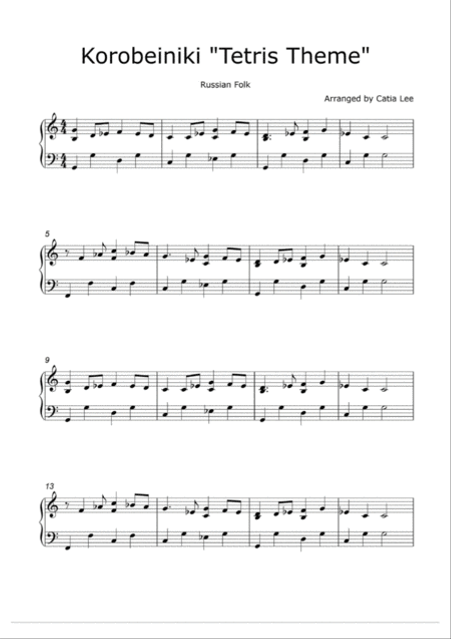 Korobeiniki Tetris Theme - Piano Solo - Intermediate Piano Solo scores gallery preview page 2