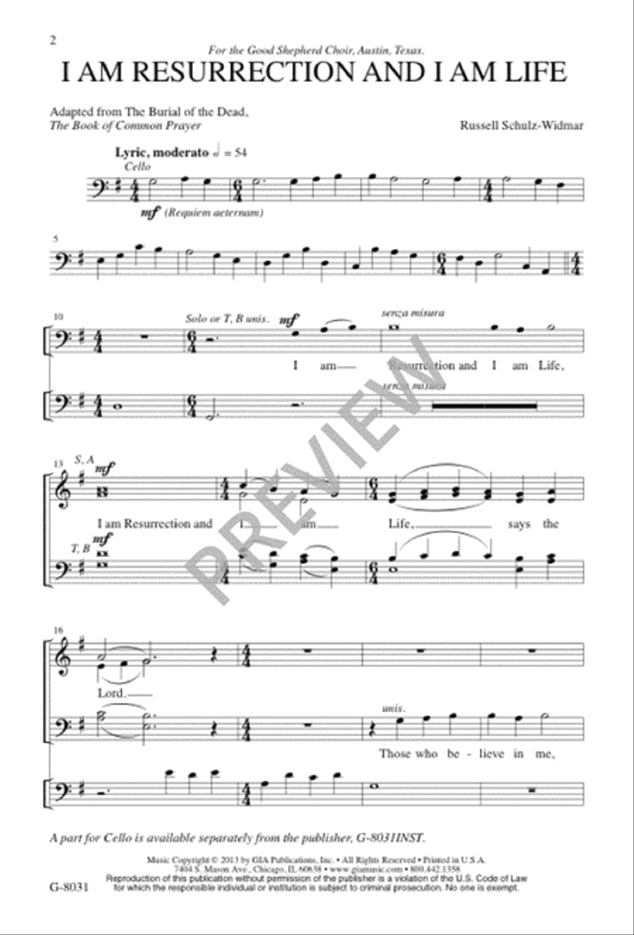 I Am Resurrection and I Am Life 4-Part scores gallery preview page 2