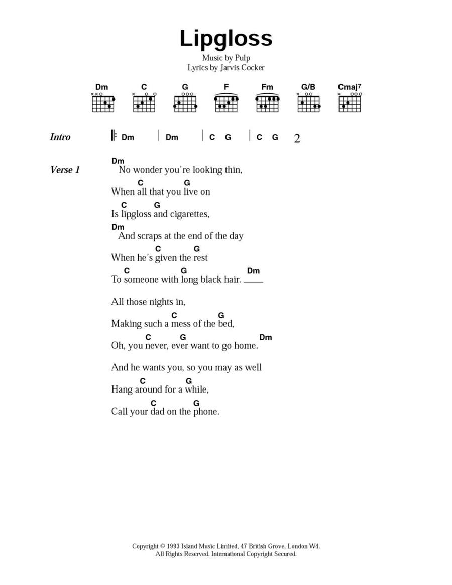 Lipgloss Acoustic Guitar scores gallery preview page 1