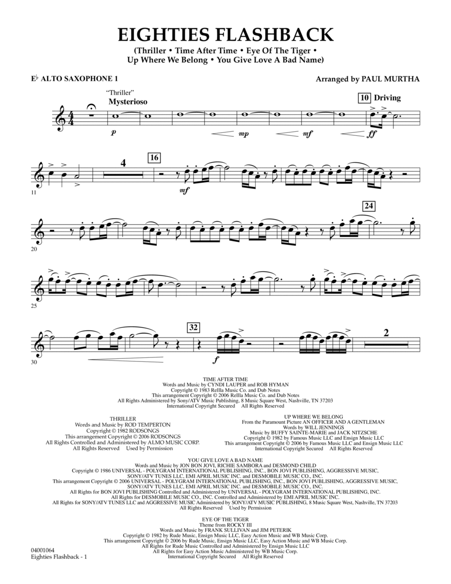 Eighties Flashback - Eb Alto Saxophone 1 Concert Band scores gallery preview page 1