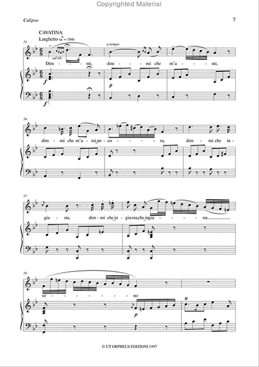 Calipso. Scena Lirica for Soprano and Piano Voice Solo scores gallery preview page 3