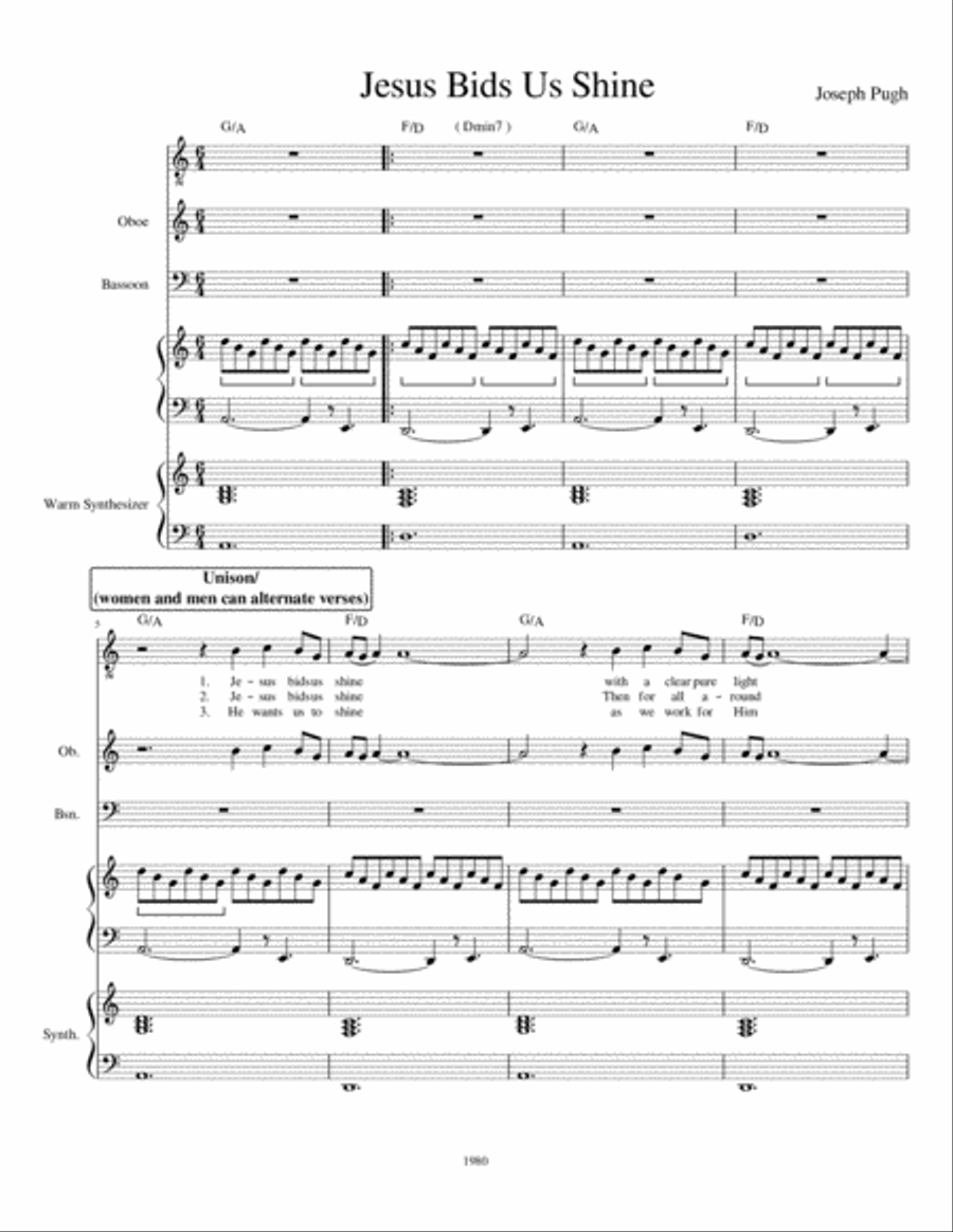 Jesus Bids Us Shine Unison Choir scores gallery preview page 1