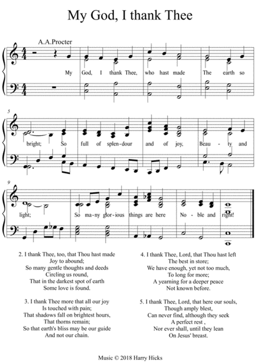 My God, I thank Thee. A new tune to a wonderful hymn.