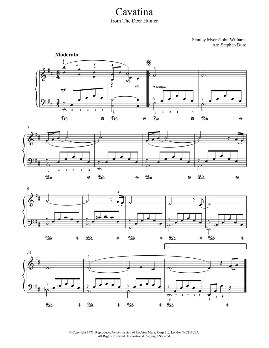 Cavatina (from The Deer Hunter) Piano Solo scores gallery preview page 1