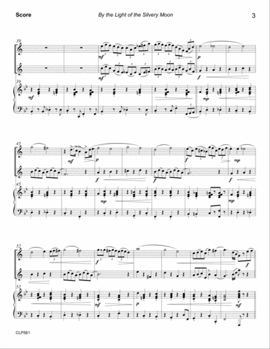 BY THE LIGHT OF THE SILVERY MOON - CLARINET DUET with Piano Accompaniment Clarinet Duet scores gallery preview page 3