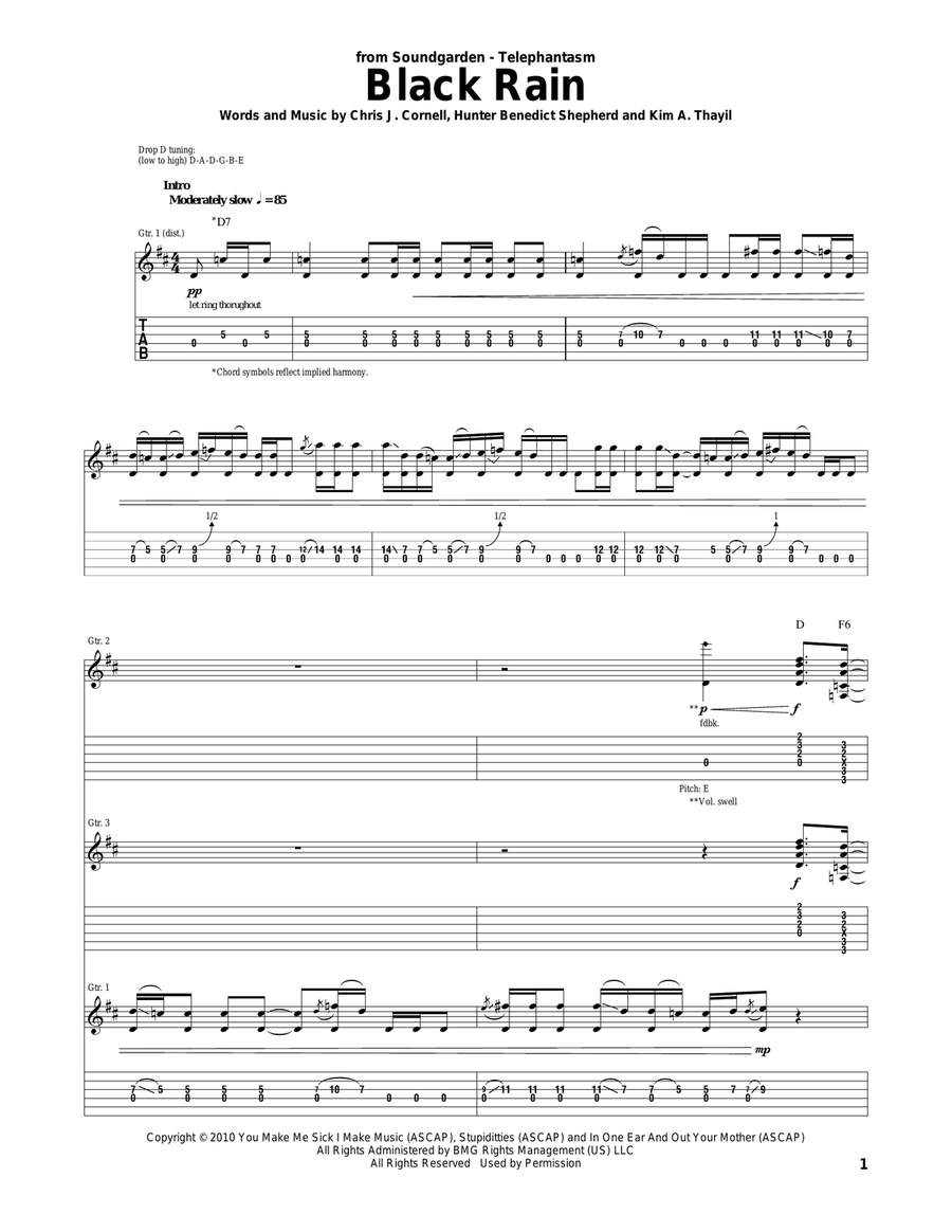 Black Rain Guitar Tablature scores gallery preview page 1