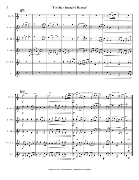 The Star-Spangled Banner for Clarinet Choir/Quartet image number null