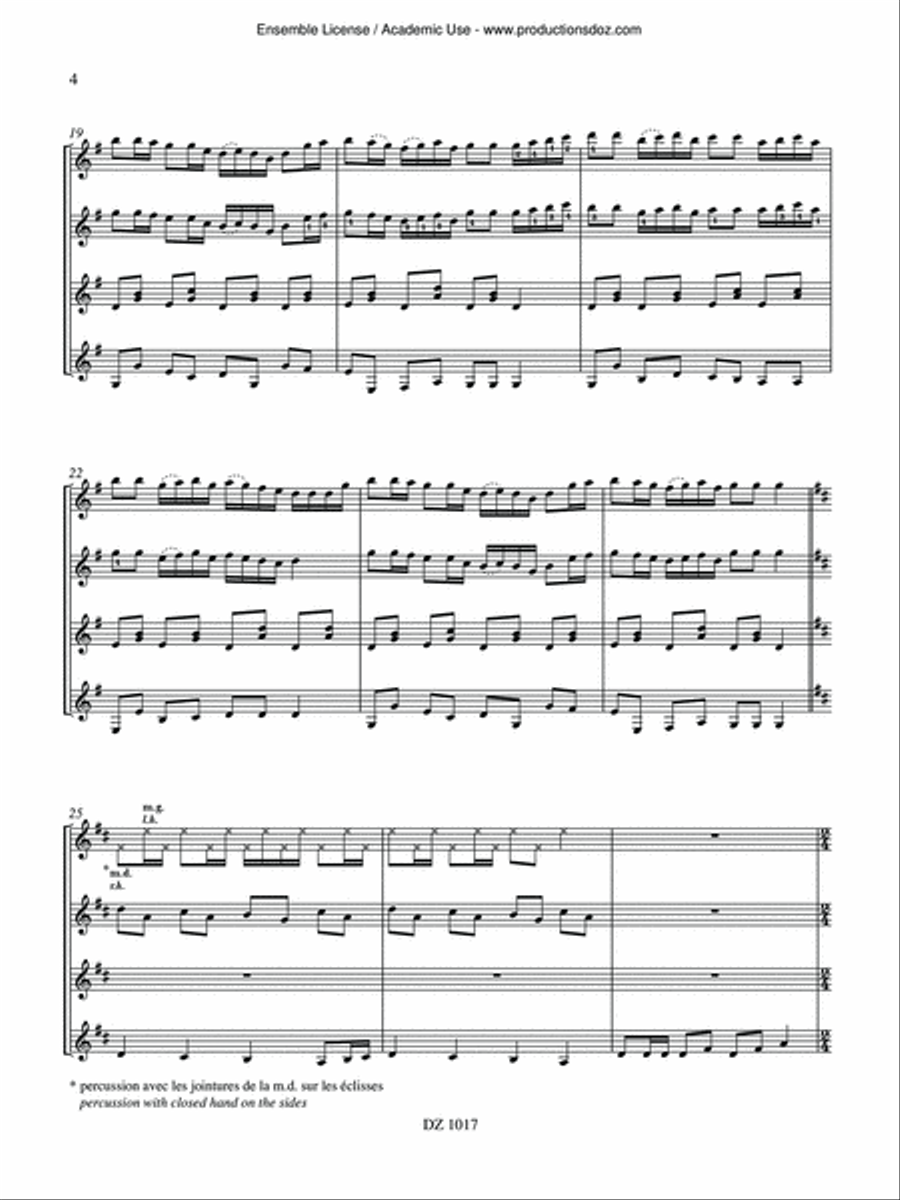 Musique facile pour 4 guitares - Québec (Reel de Port- Daniel) Guitar Ensemble scores gallery preview page 4