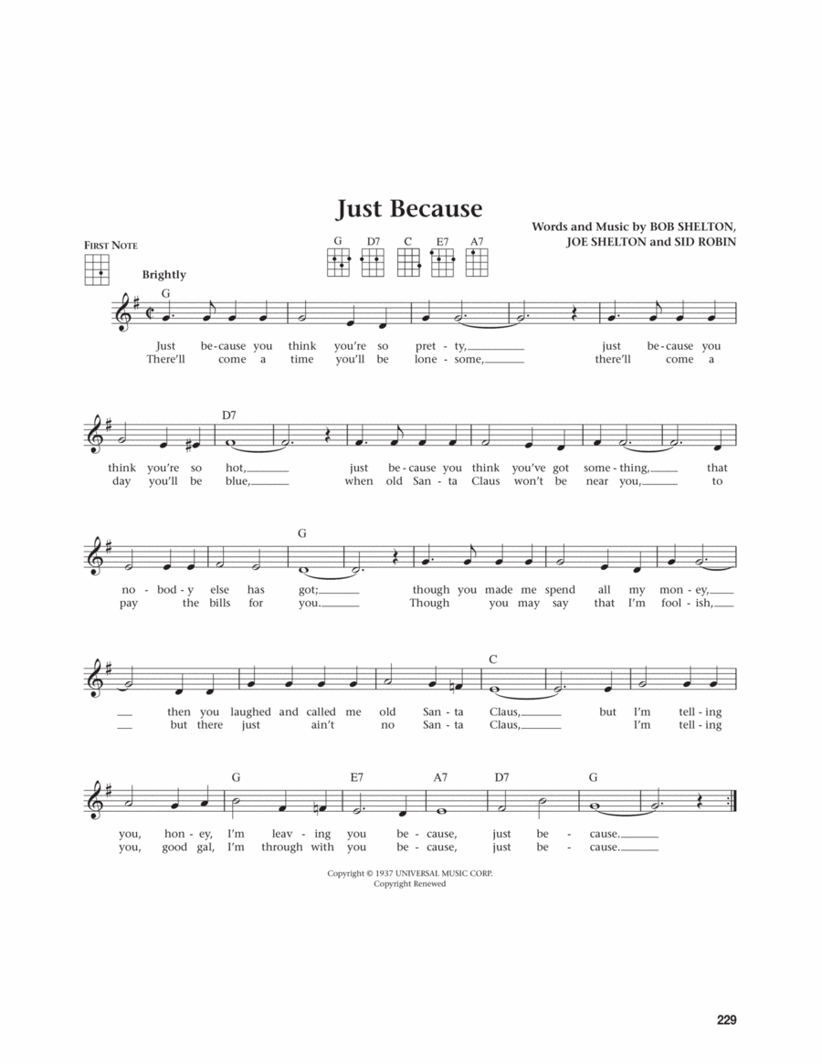 Just Because (from The Daily Ukulele) (arr. Jim Beloff) Ukulele scores gallery preview page 1