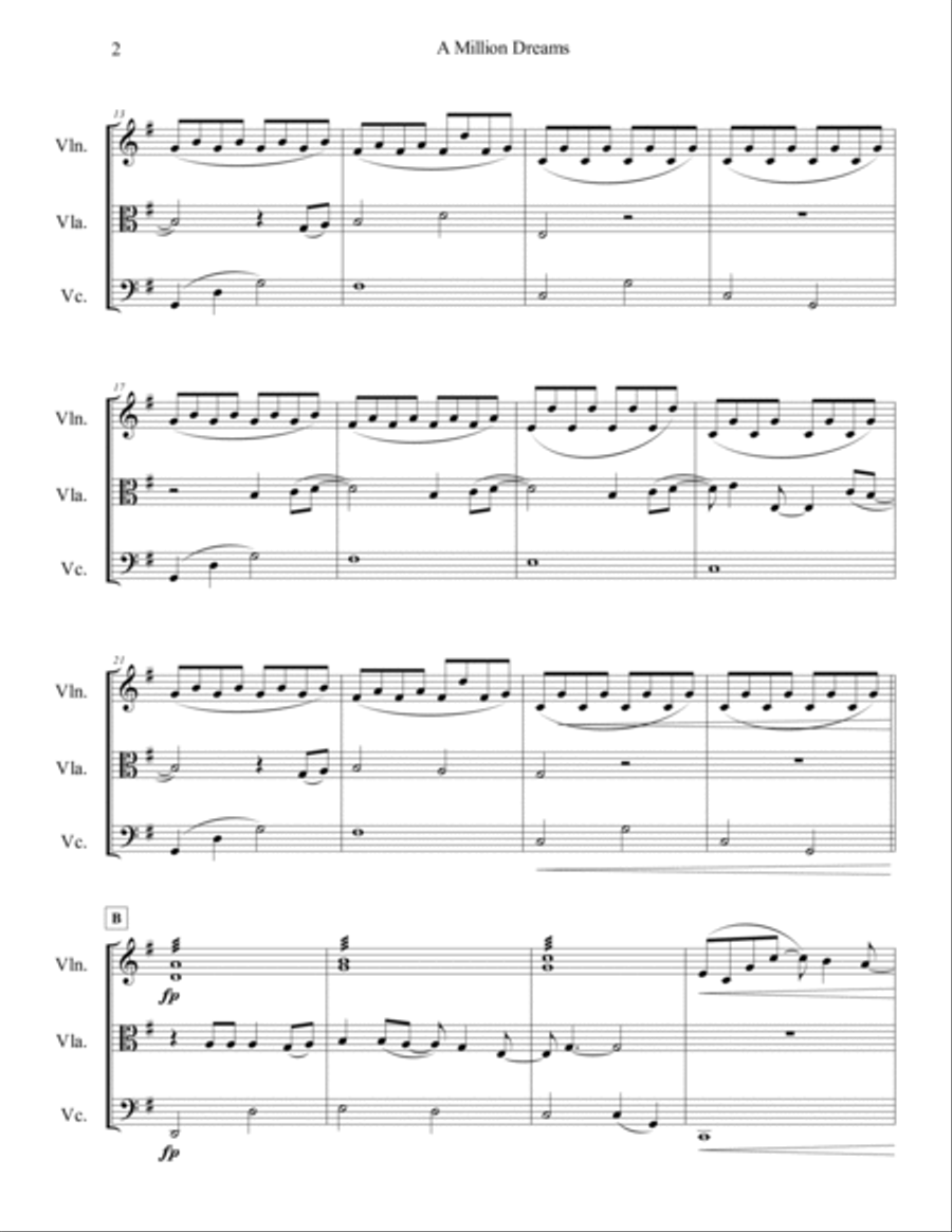 A Million Dreams String Trio scores gallery preview page 3
