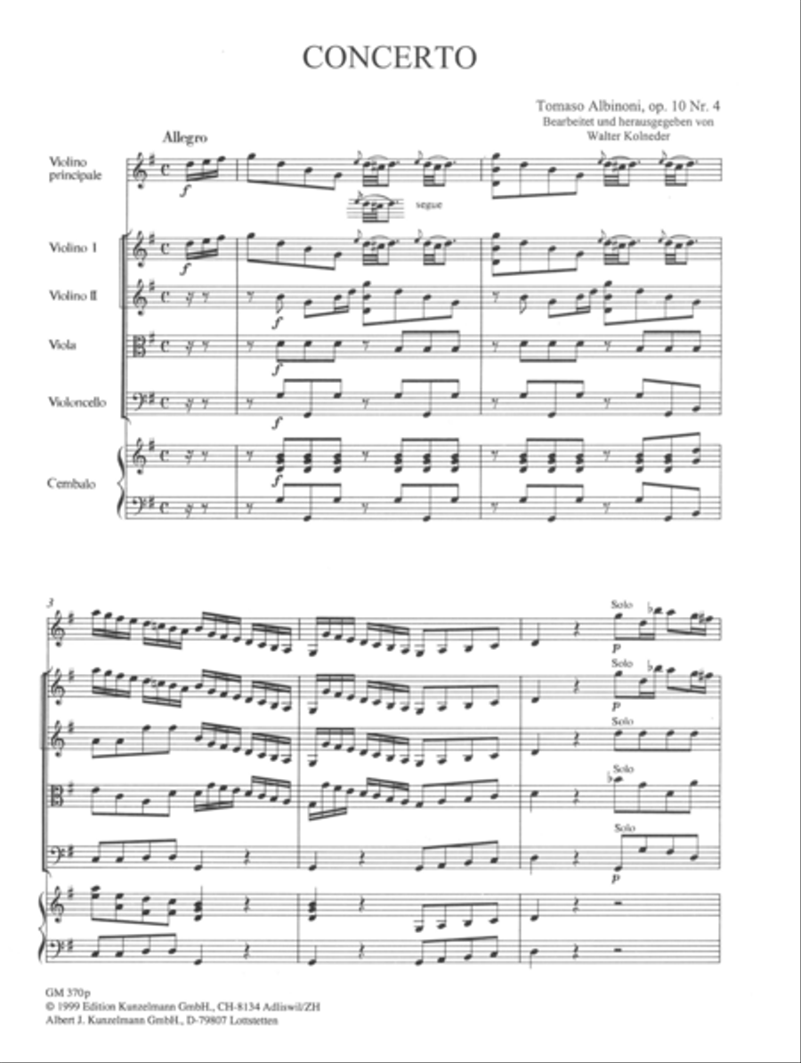 Concerto a cinque Op. 10/4 Violin scores gallery preview page 2