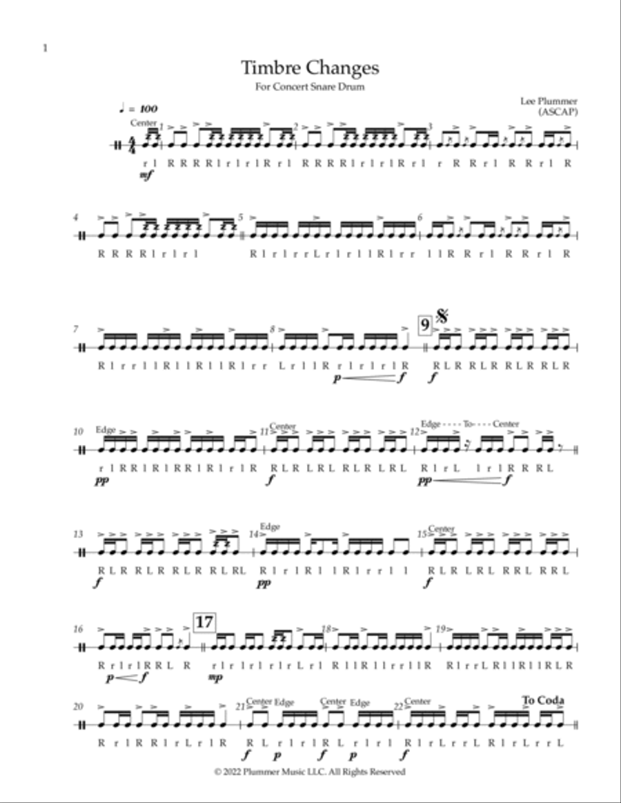 Timbre Changes-For Concert Snare Drum Snare Drum scores gallery preview page 3
