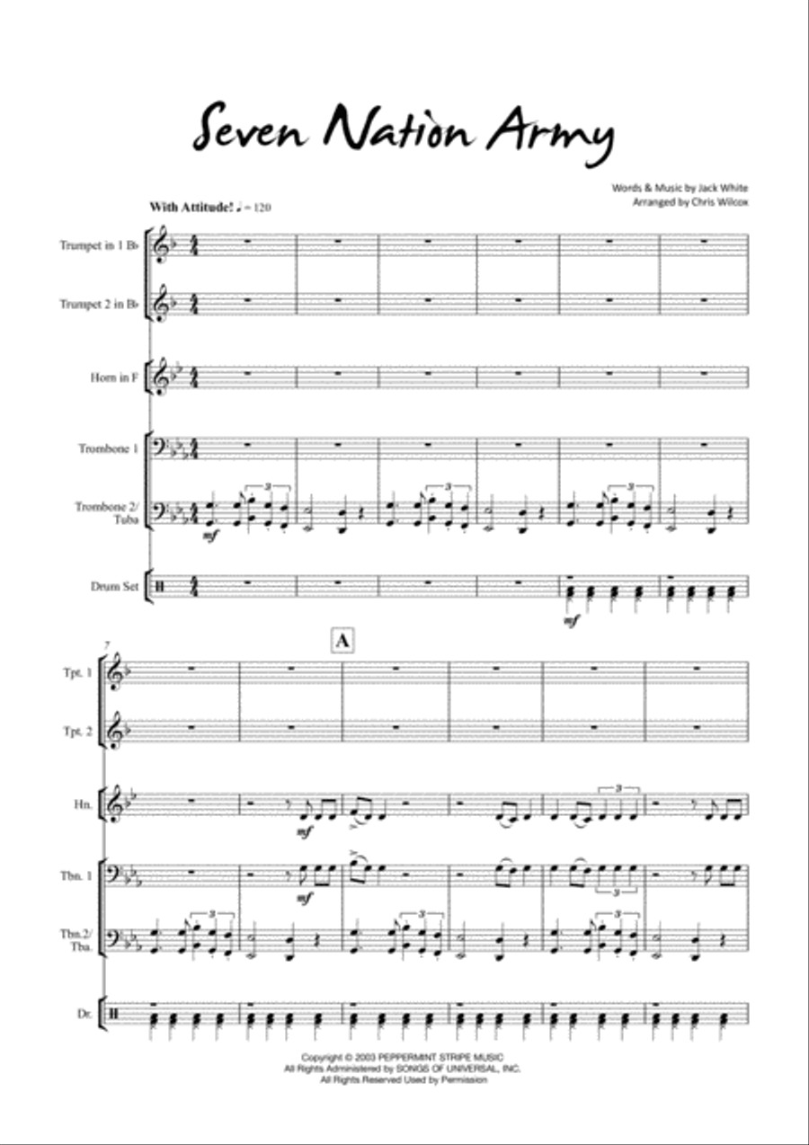 Seven Nation Army Small Ensemble scores gallery preview page 1