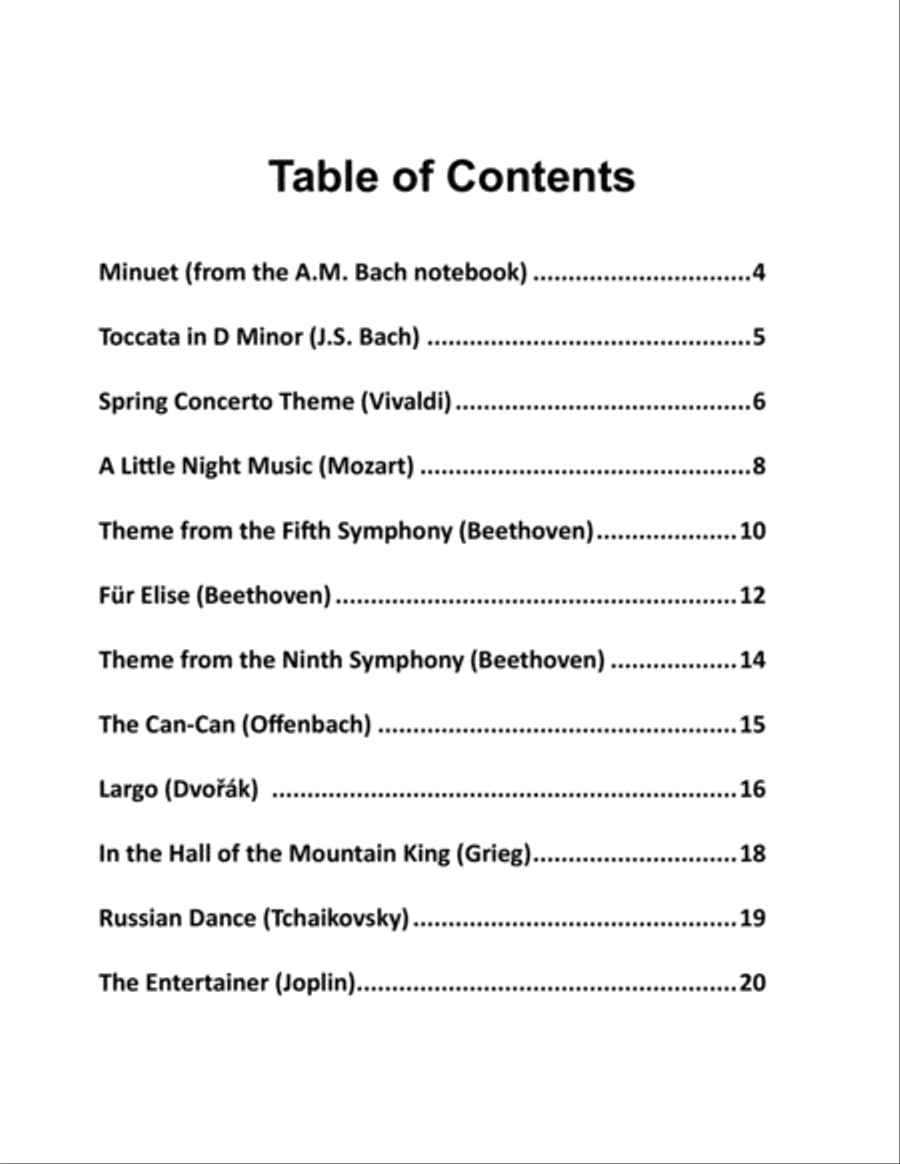 Easy Classical Favorites - 12 Arrangements for Elementary Pianists Easy Piano scores gallery preview page 3