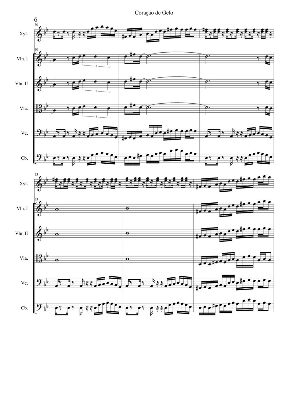 Coração de Gelo - Concertino para Xylophone and String Quintet String Quintet scores gallery preview page 6